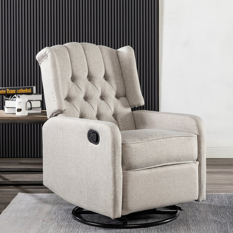 ClassicLiving Manual Swivel Fabric Recliner Chair Cream Wayfair.co.uk